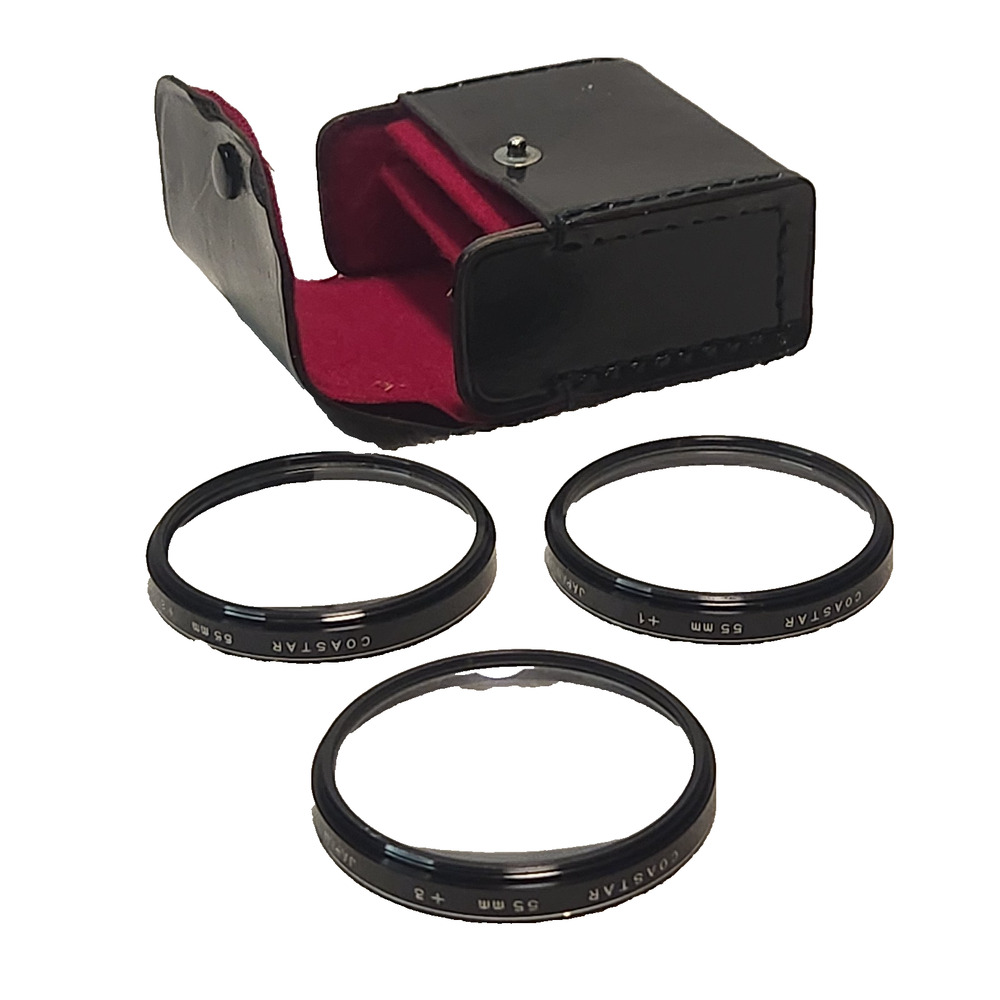 Vintage Coastar Japan 55mm High Res Close Up Camera Lense Filter Set +1 +2 +3